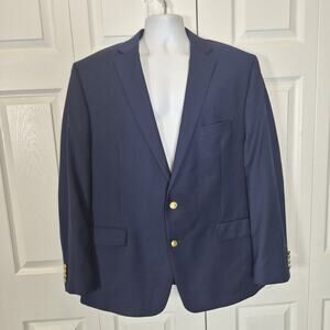 LAUREN RALPH LAUREN Black Label Navy Gold Buttons Wool Coolmax Size 48L